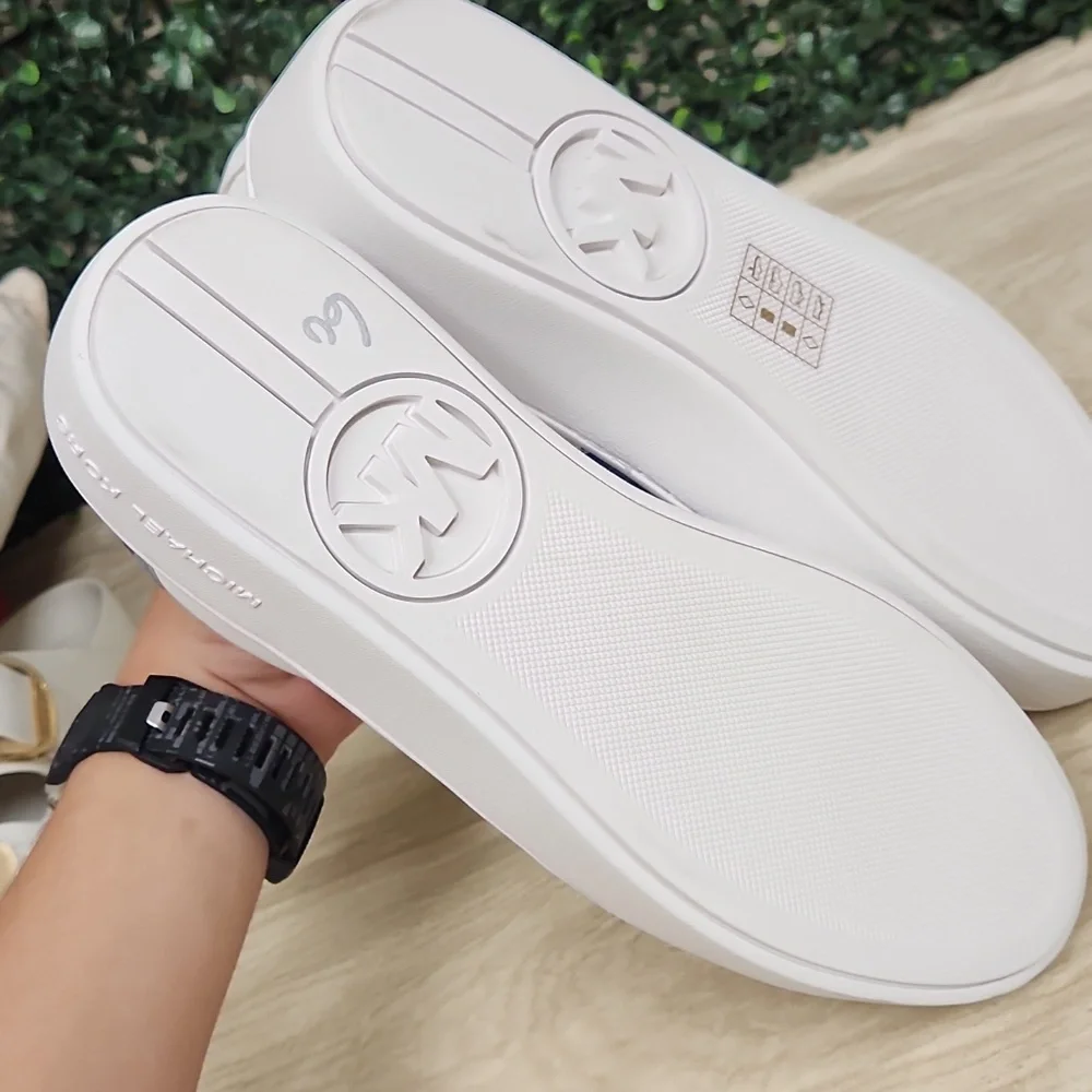 Classic White and Blue Sneakers with Athletic Style